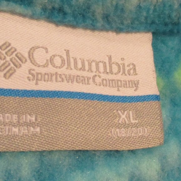 Columbia Youth X Large Blue Green Full Zip Pockets Long Sleeve Fleece Jacket - Picture 6 of 7